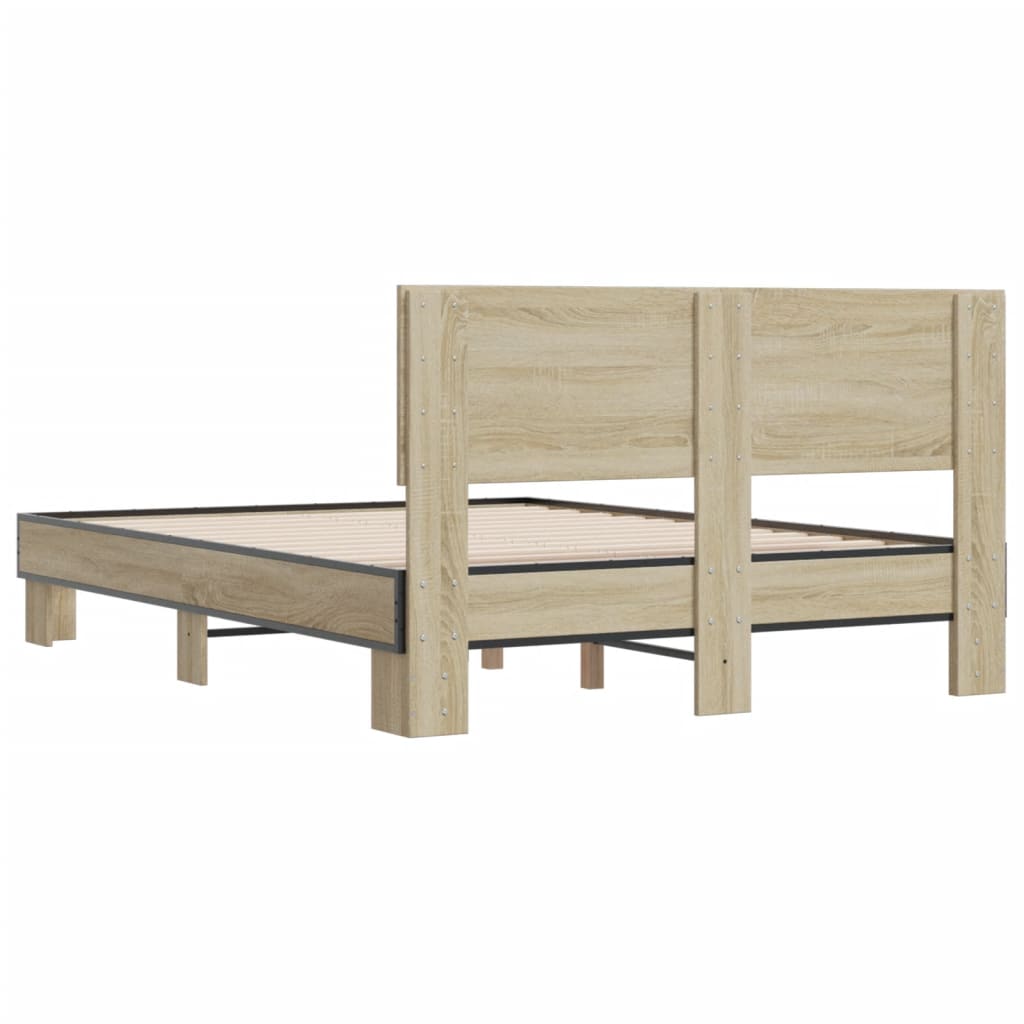 Okvir za krevet boja hrasta 135x190cm konstruirano drvo i metal
