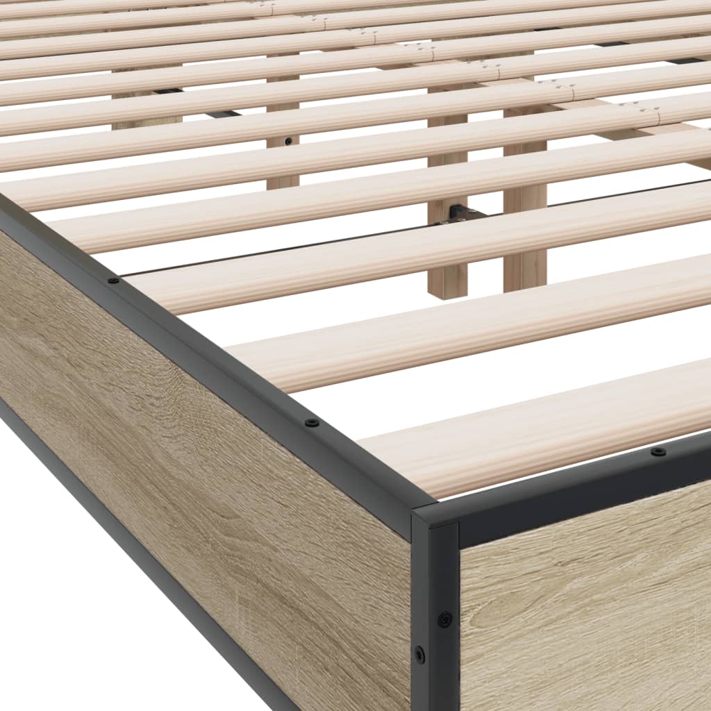 Okvir za krevet boja hrasta 135x190cm konstruirano drvo i metal