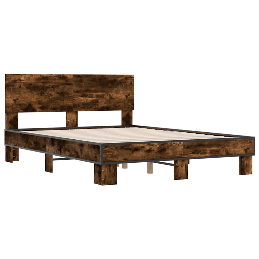 Okvir za krevet boja hrasta 135x190cm konstruirano drvo i metal