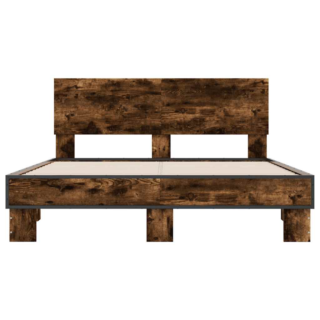 Okvir za krevet boja hrasta 135x190cm konstruirano drvo i metal
