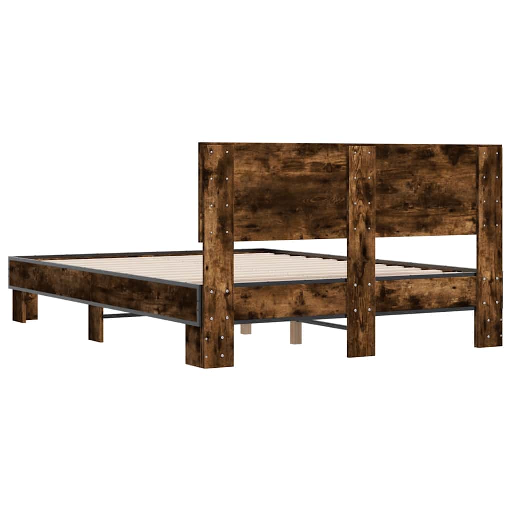Okvir za krevet boja hrasta 135x190cm konstruirano drvo i metal
