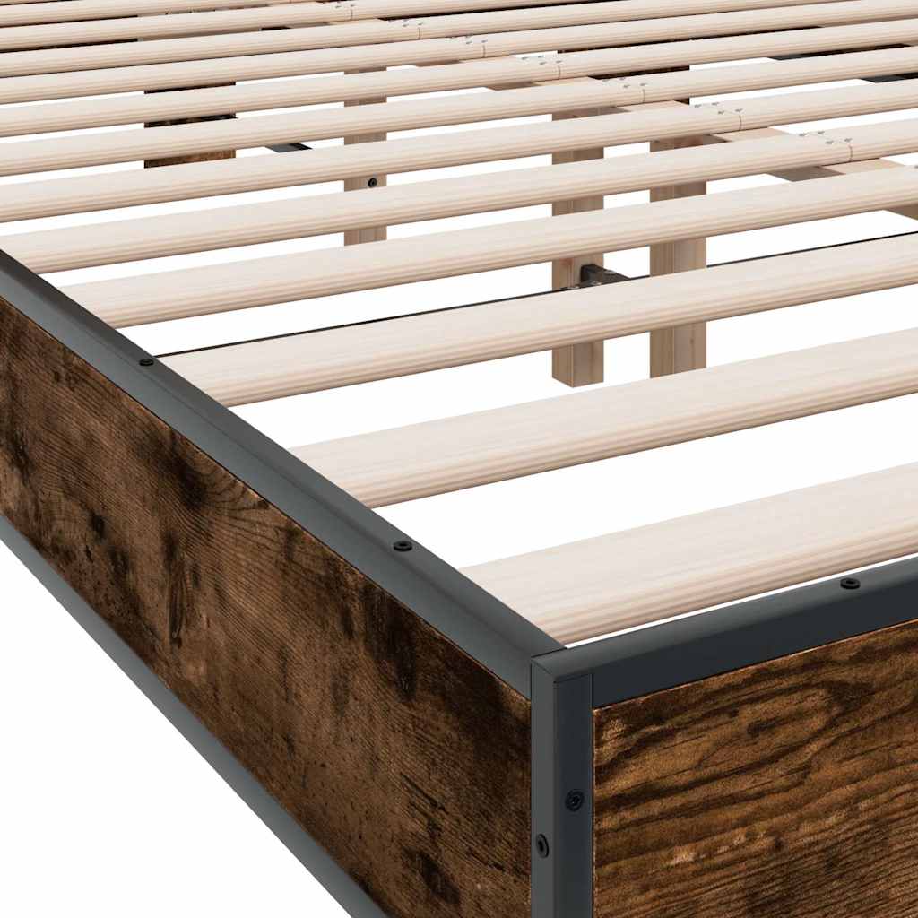 Okvir za krevet boja hrasta 135x190cm konstruirano drvo i metal