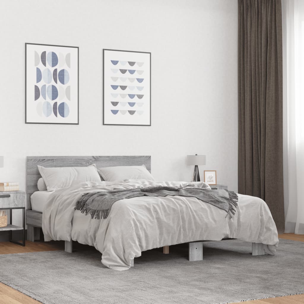 Okvir kreveta boja hrasta 135x190cm konstruirano drvo i metal