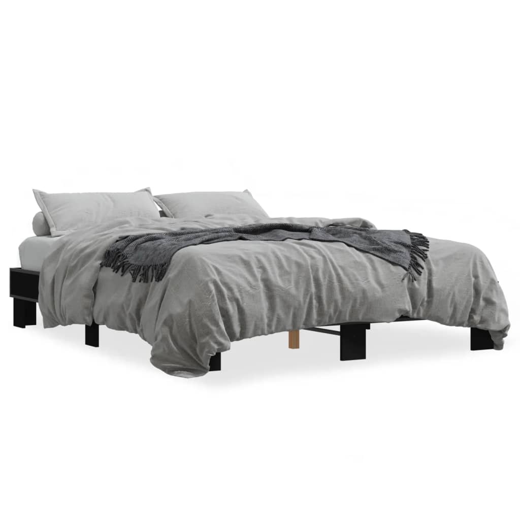 Okvir za krevet crni 150x200 cm konstruirano drvo i metal