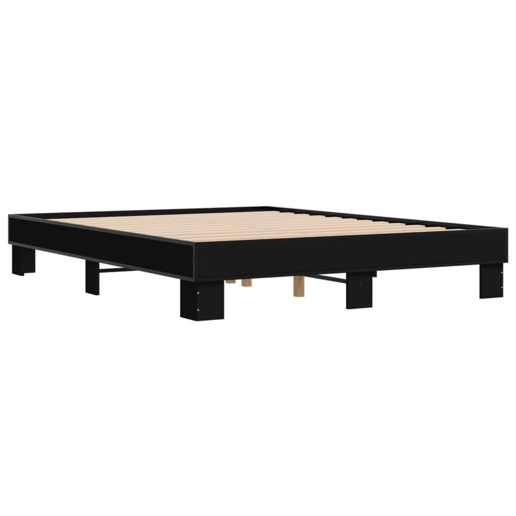 Okvir za krevet crni 150x200 cm konstruirano drvo i metal