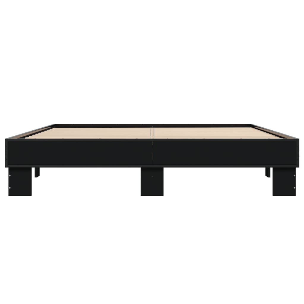 Okvir za krevet crni 150x200 cm konstruirano drvo i metal