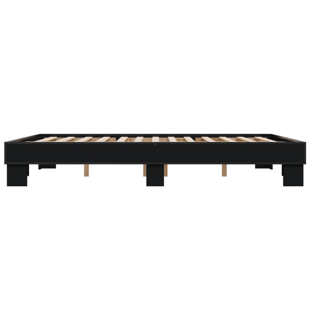 Okvir za krevet crni 150x200 cm konstruirano drvo i metal