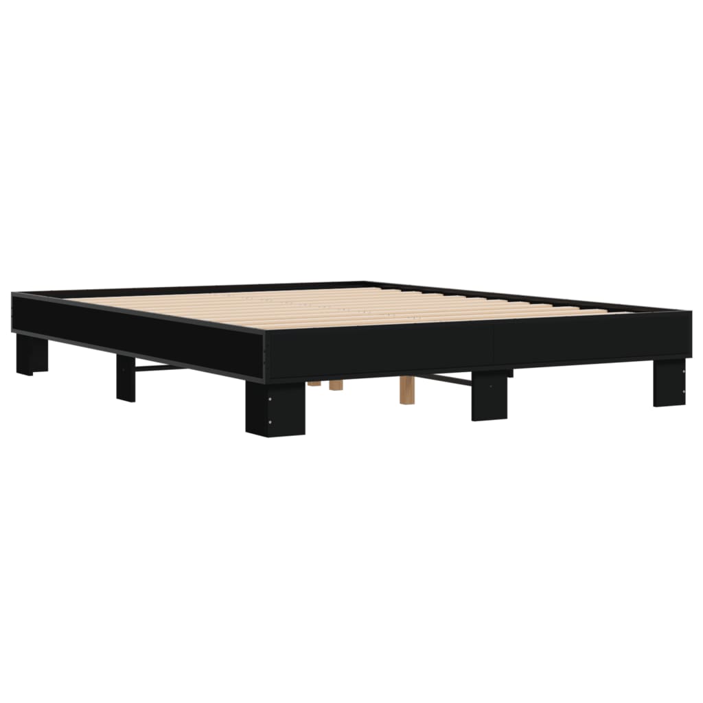 Okvir za krevet crni 150x200 cm konstruirano drvo i metal