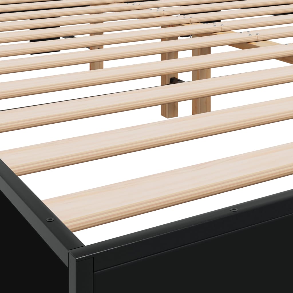 Okvir za krevet crni 150x200 cm konstruirano drvo i metal