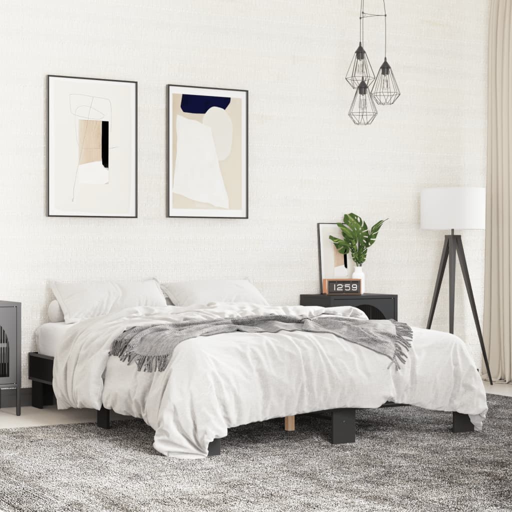 Okvir za krevet crni 150x200 cm konstruirano drvo i metal
