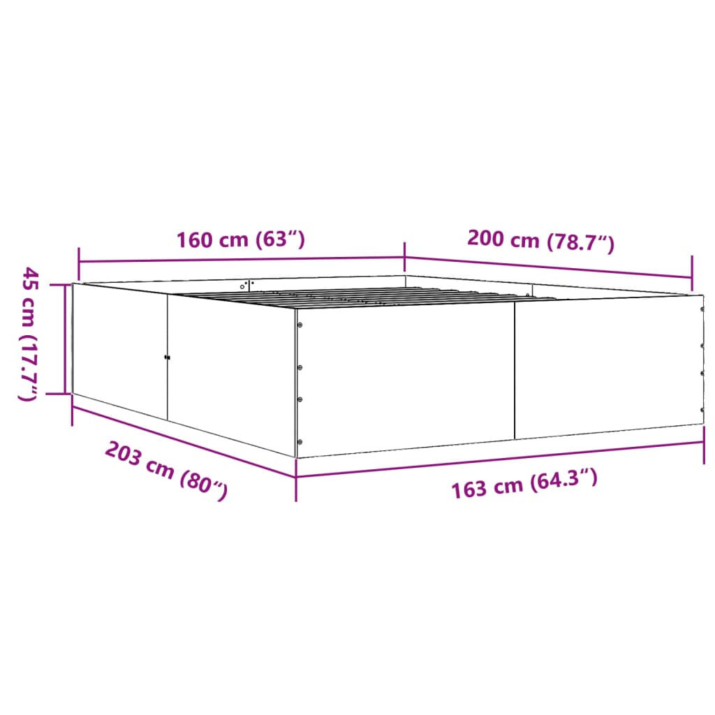 Okvir za krevet bijeli 160x200 cm konstruirano drvo