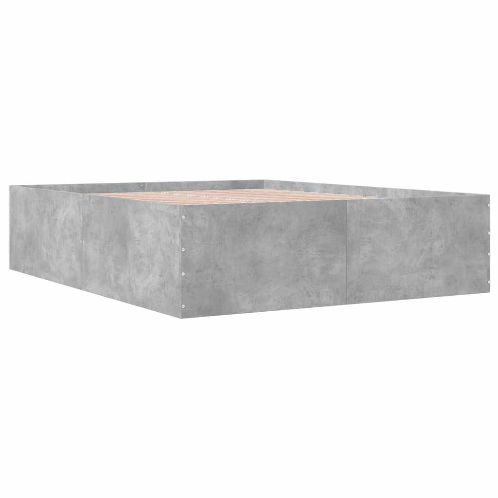 Okvir kreveta boja betona 150x200 cm od konstruiranog drva