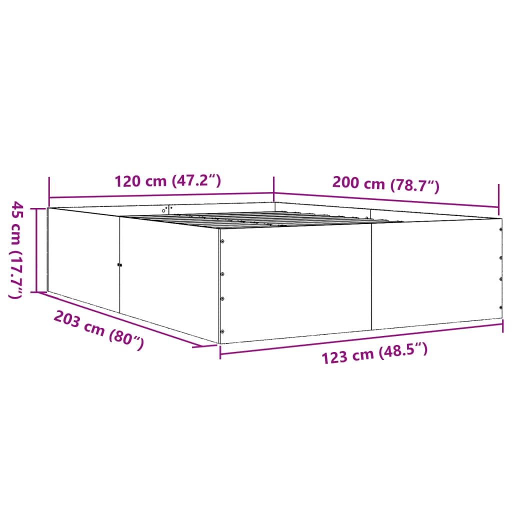 Okvir kreveta boja hrasta sonome 120 x 200 cm konstruirano drvo