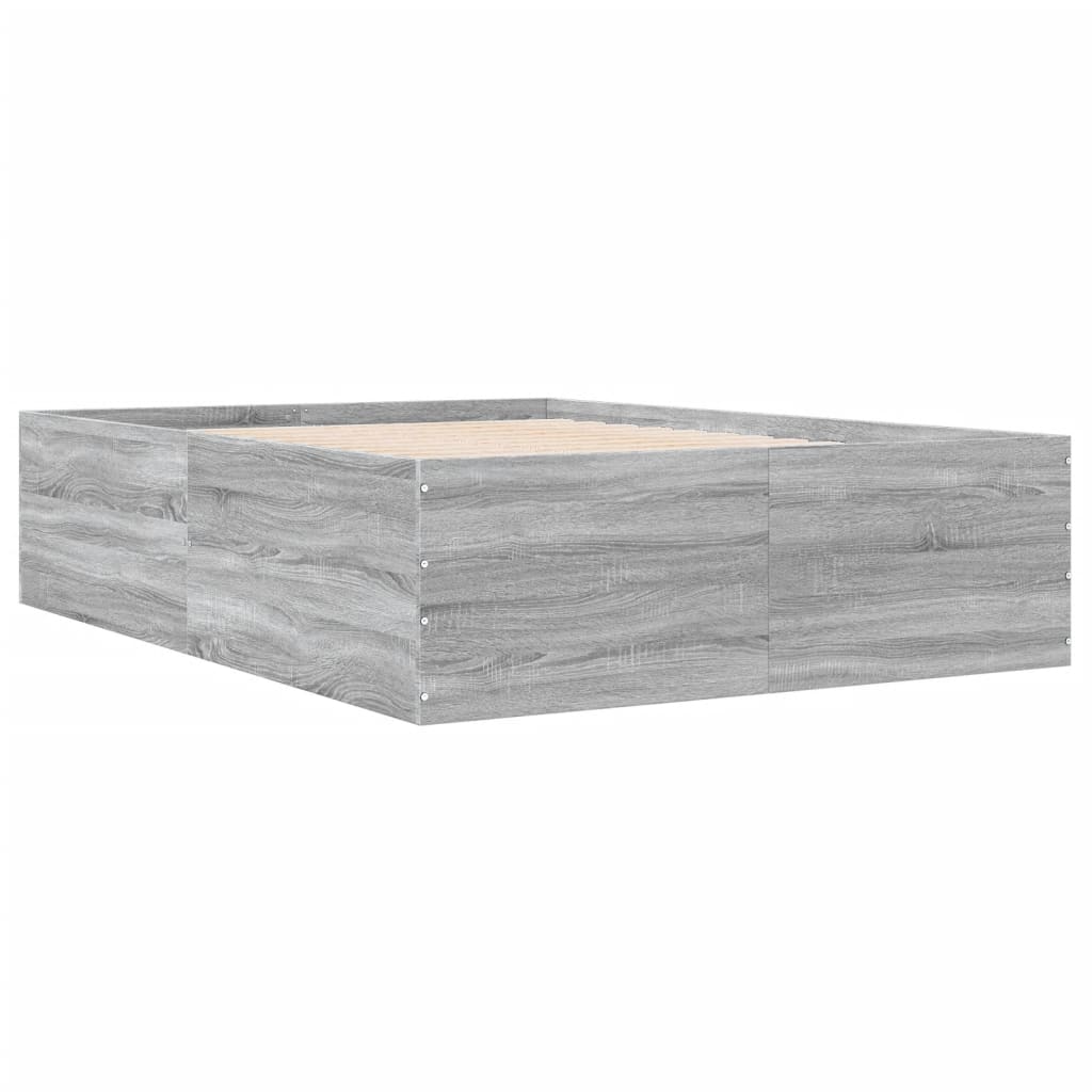 Okvir kreveta siva boja hrasta 135 x 190 cm konstruirano drvo