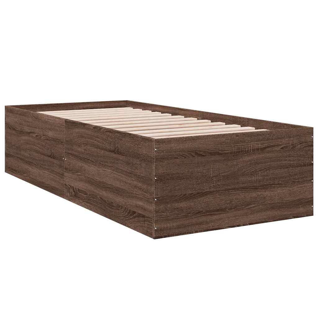 Okvir za krevet smeđi hrast 90 x 200 cm od konstruiranog drva