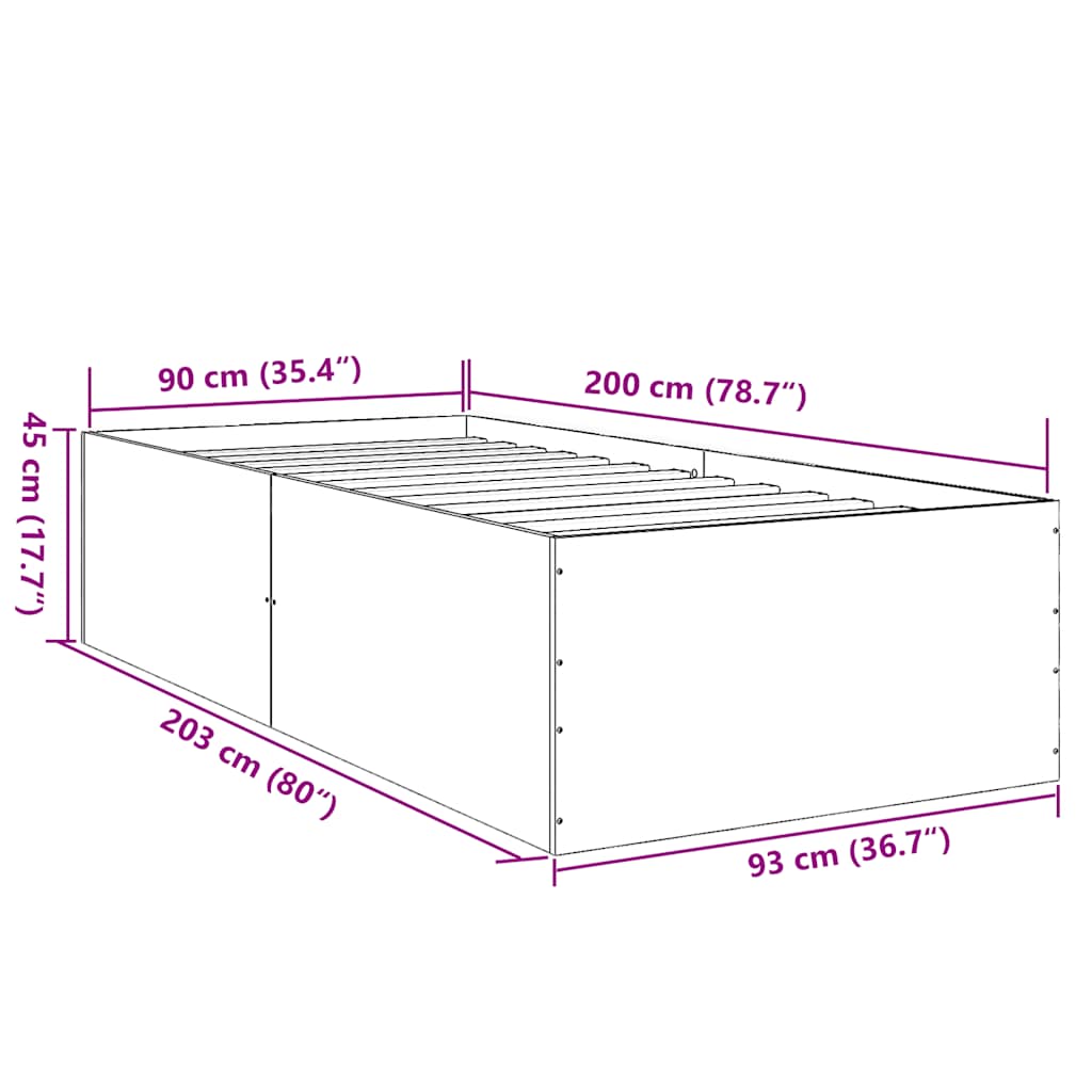Okvir za krevet smeđi hrast 90 x 200 cm od konstruiranog drva
