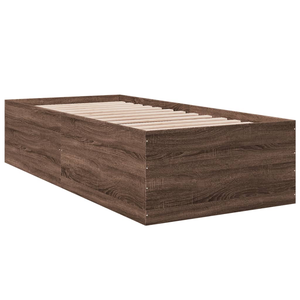 Okvir za krevet smeđi hrast 75x190 cm konstruirano drvo