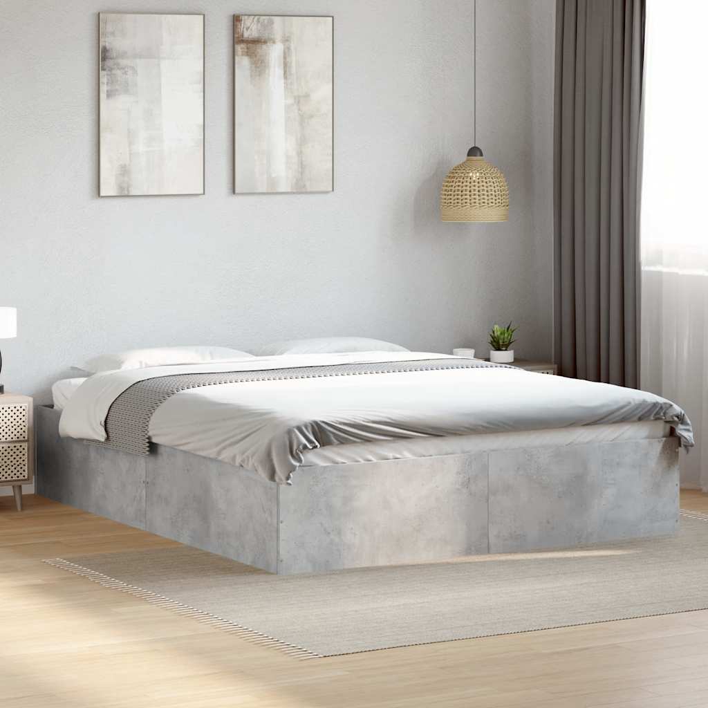 Okvir kreveta boja betona 150x200 cm od konstruiranog drva