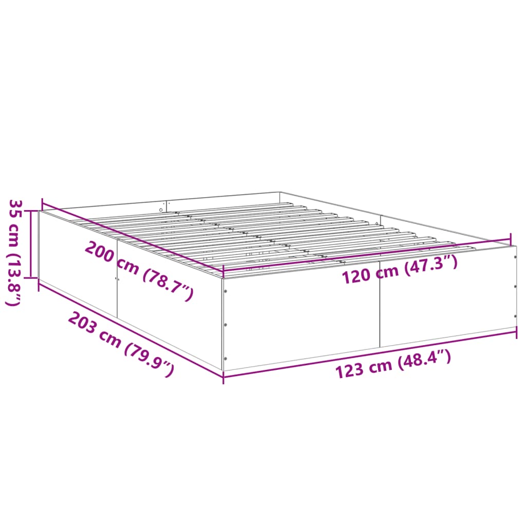 Okvir kreveta boja hrasta 120x200 cm od konstruiranog drva