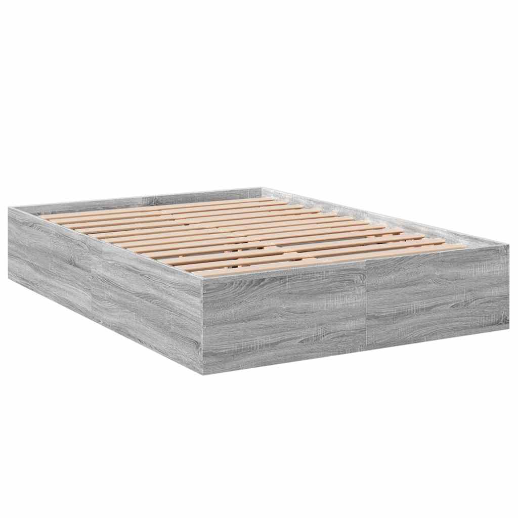 Okvir kreveta siva boja hrasta 135 x 190 cm konstruirano drvo