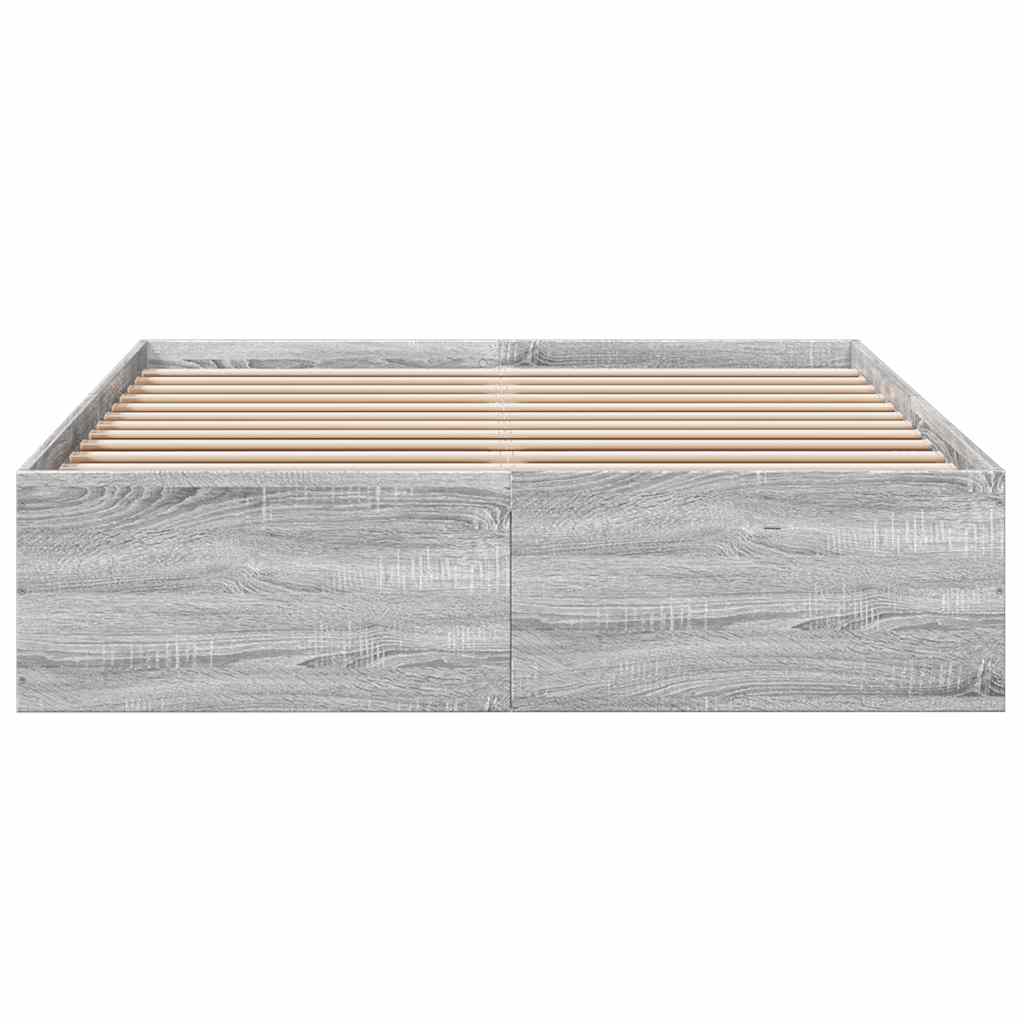 Okvir kreveta siva boja hrasta 135 x 190 cm konstruirano drvo