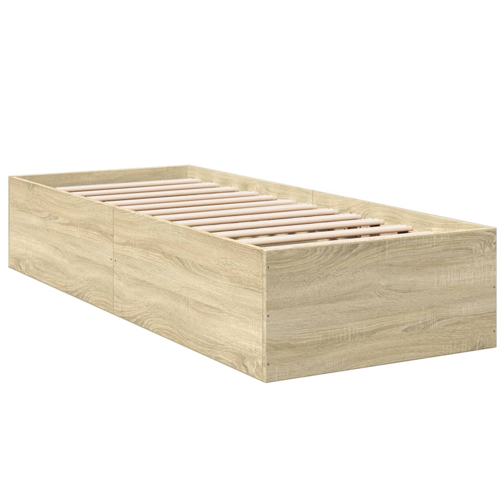 Okvir za krevet boja hrasta 90 x 190 cm od konstruiranog drva