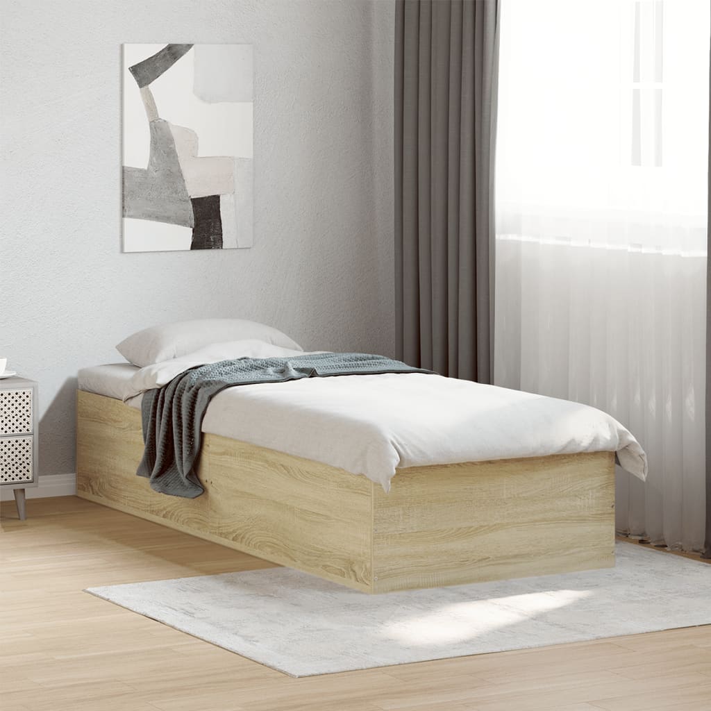 Okvir za krevet boja hrasta 90 x 190 cm od konstruiranog drva