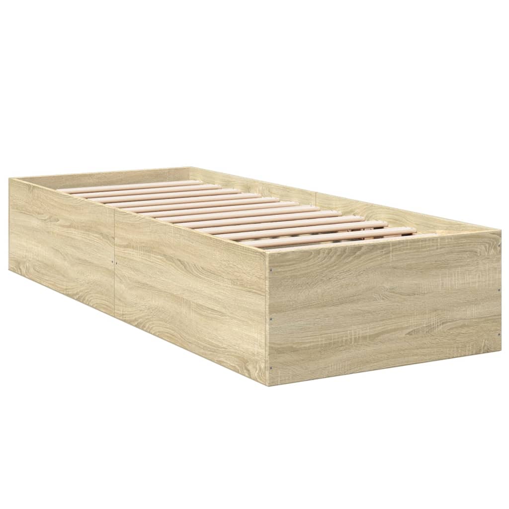 Okvir za krevet boja hrasta 90 x 190 cm od konstruiranog drva