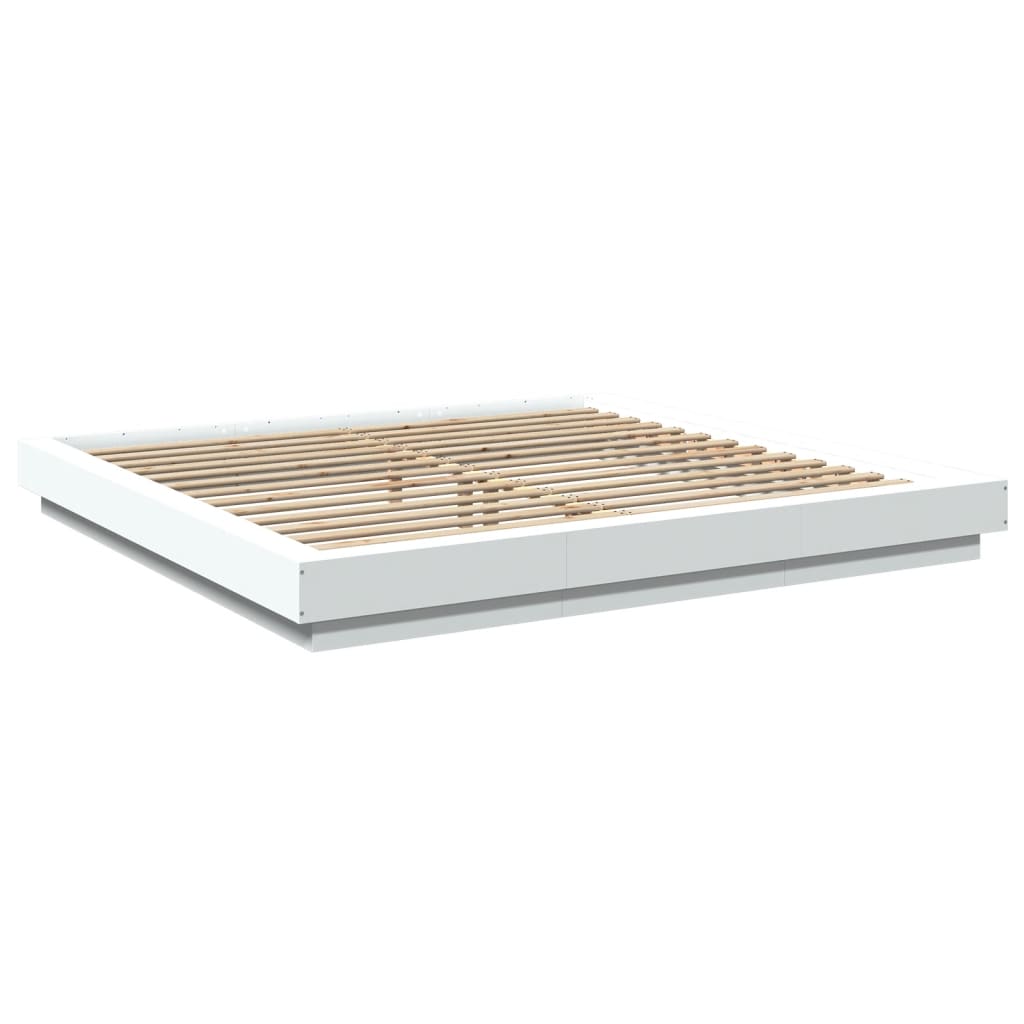 Okvir kreveta LED bijeli 200 x 200 cm konstruirano drvo