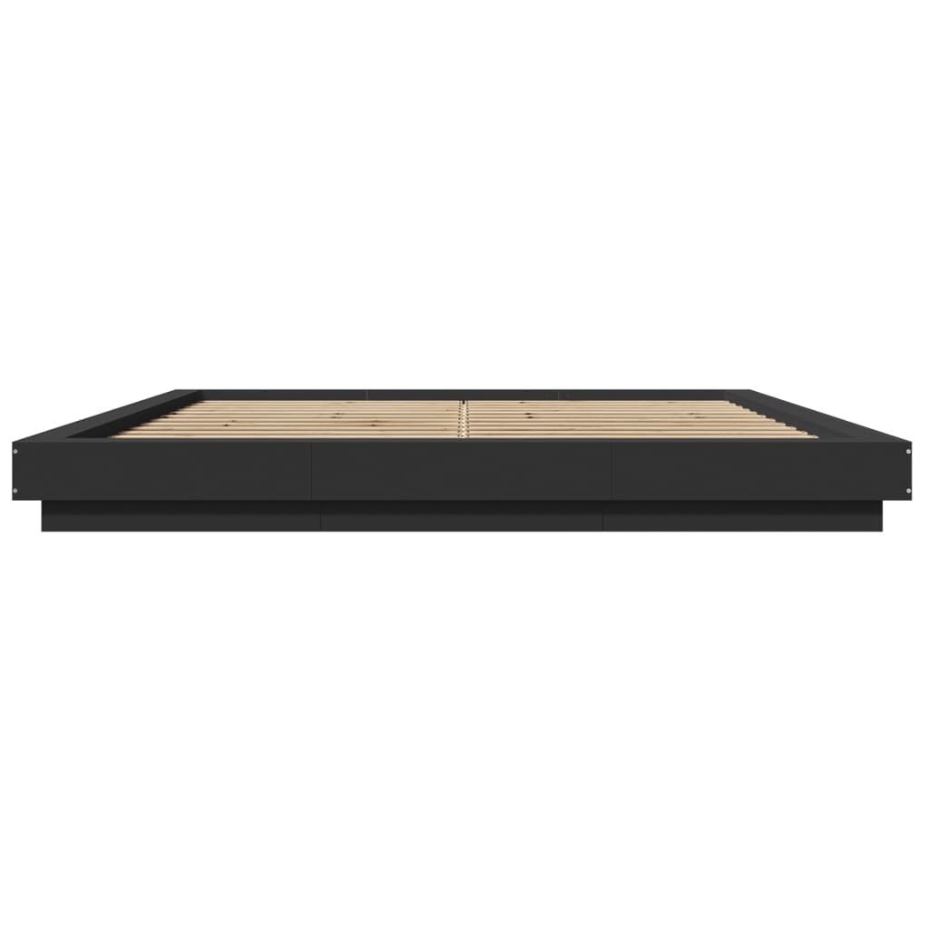 Okvir kreveta s LED svjetlima crni 180x200 cm konstruirano drvo