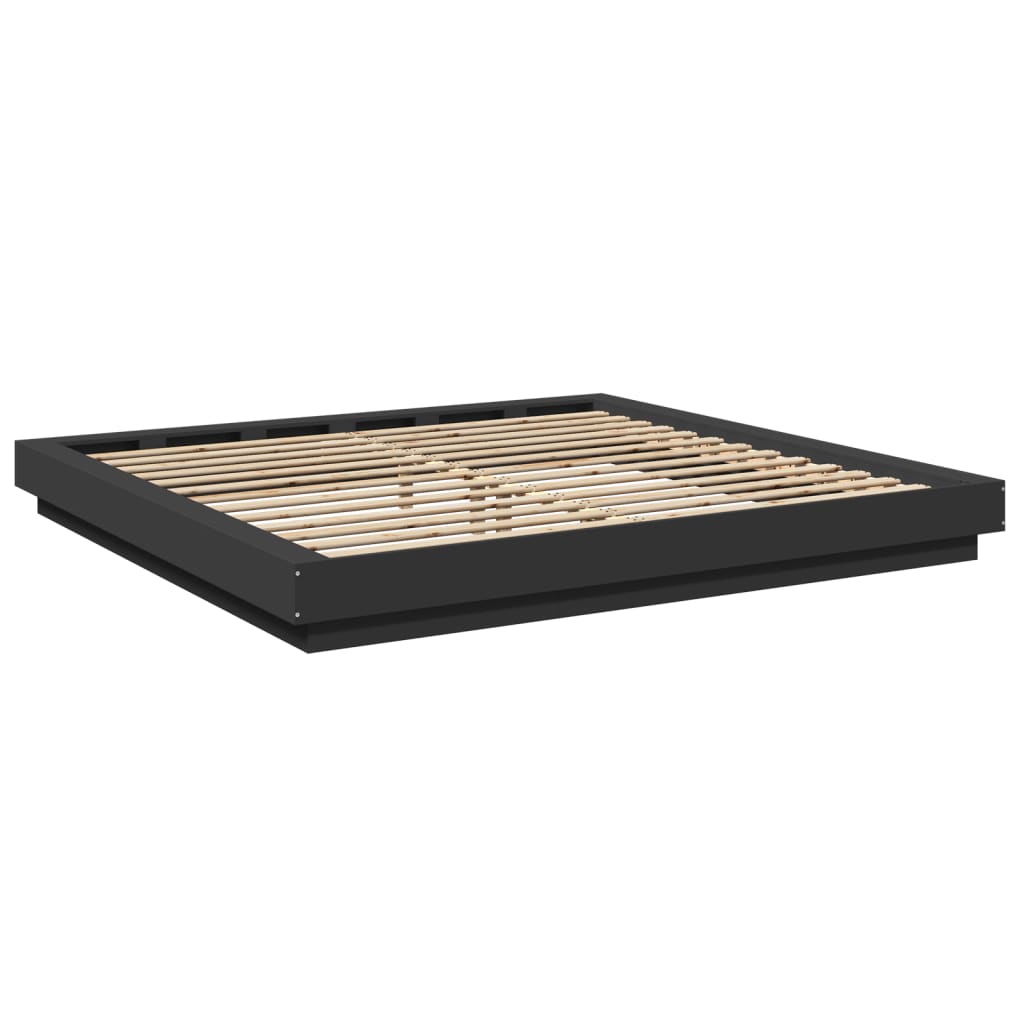 Okvir kreveta s LED svjetlima crni 180x200 cm konstruirano drvo