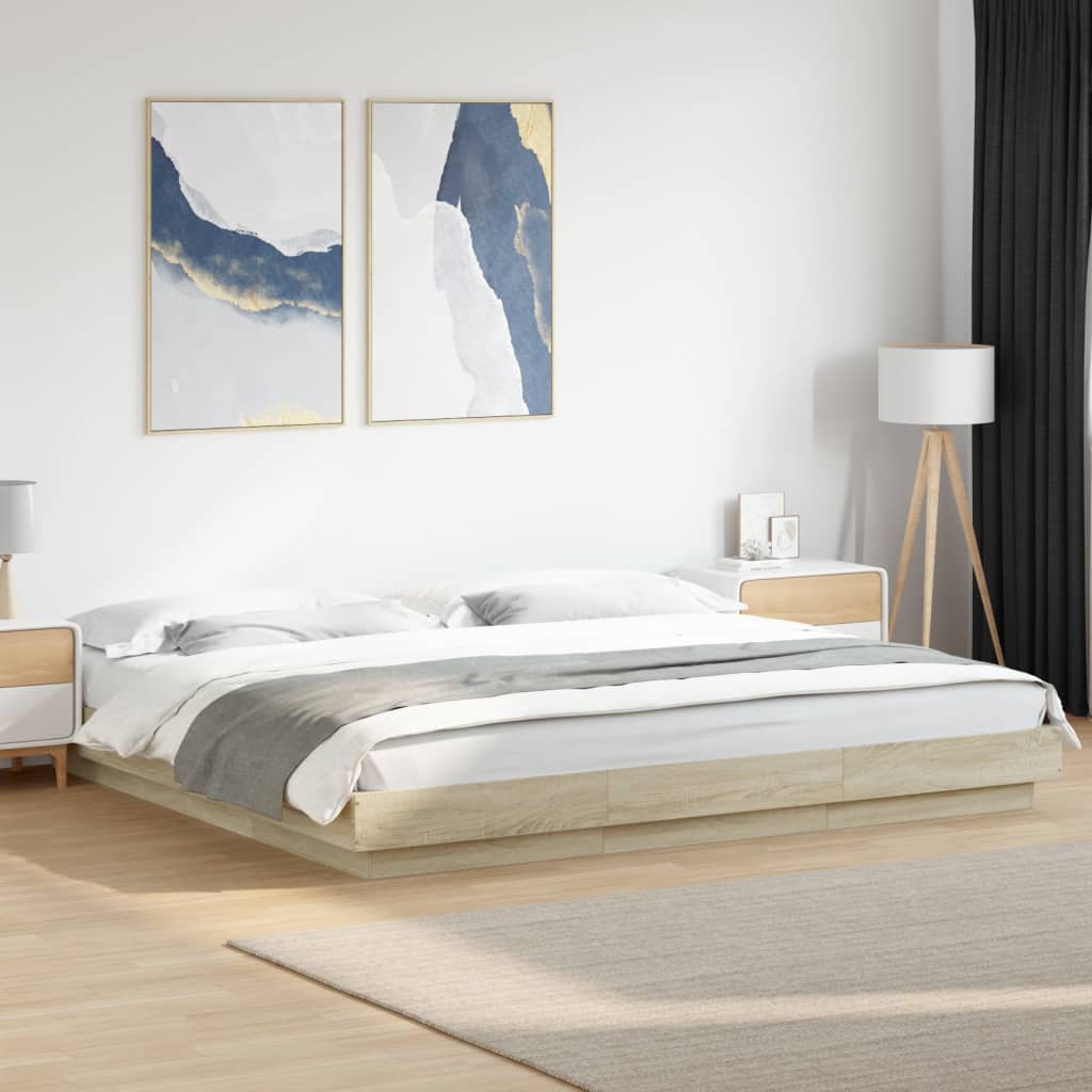 Okvir za krevet s LED svjetlima boja hrasta 180 x 200 cm drveni