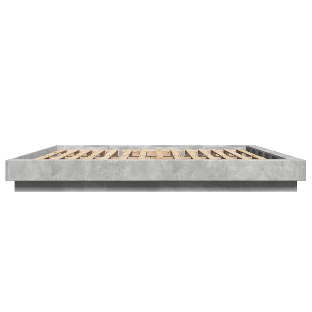Okvir kreveta s LED svjetlima boja betona 180 x 200 cm drveni