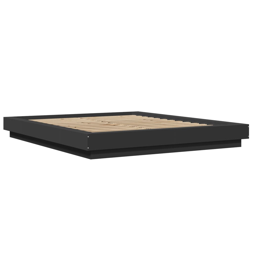 Okvir kreveta s LED svjetlima crni 150 x 200 cm drveni