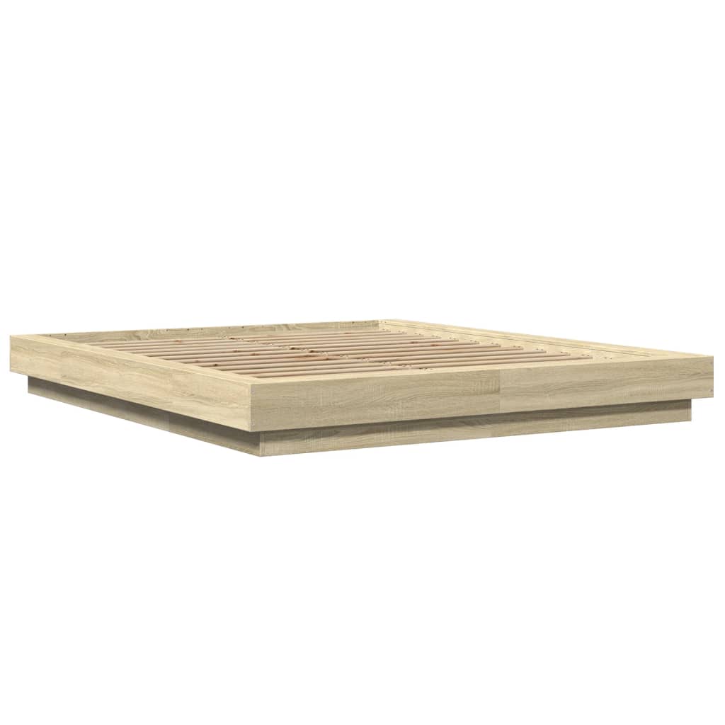 Okvir kreveta s LED svjetlima boja hrasta 150 x 200 cm drveni