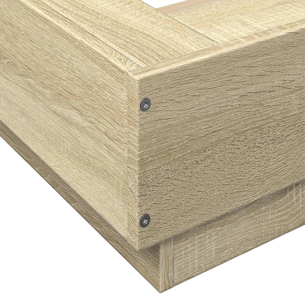 Okvir kreveta s LED svjetlima boja hrasta 150 x 200 cm drveni