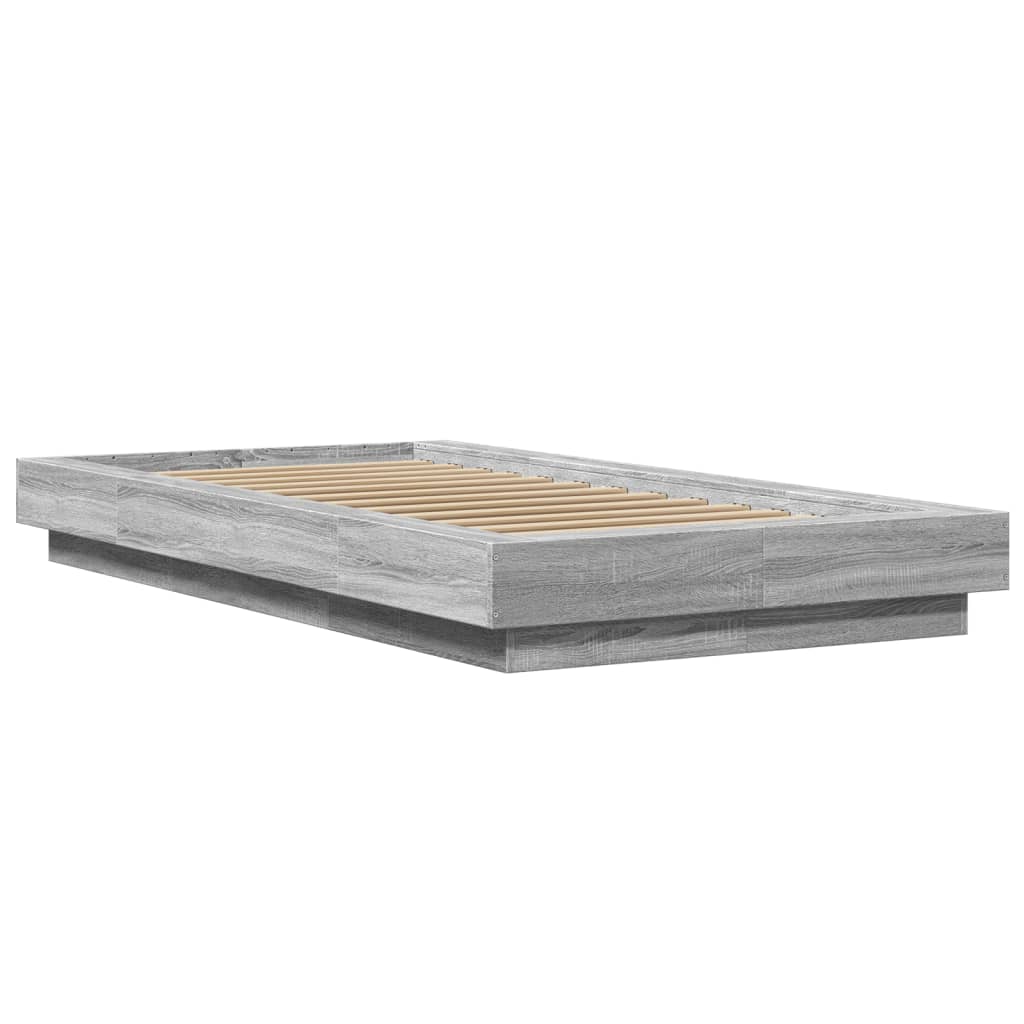 Okvir za krevet s LED svjetlima boja hrasta 90 x 200 cm drveni