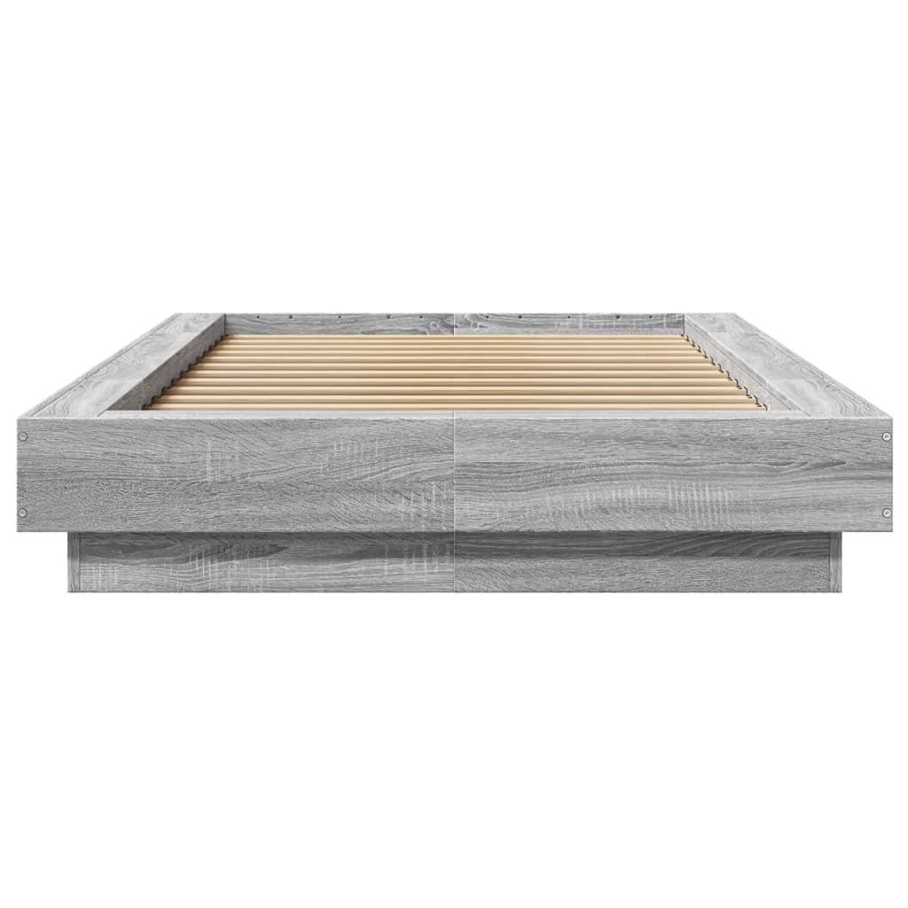 Okvir za krevet s LED svjetlima boja hrasta 90 x 200 cm drveni