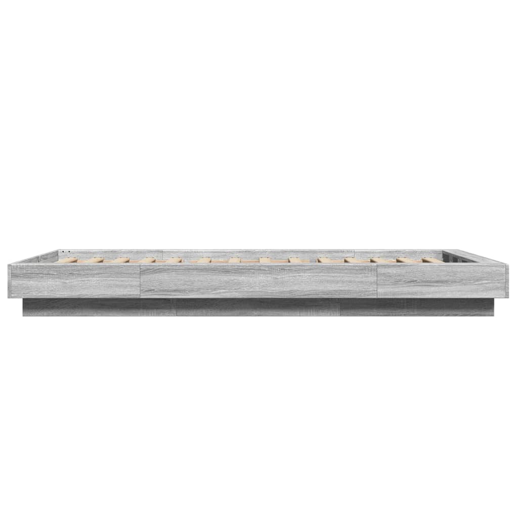 Okvir za krevet s LED svjetlima boja hrasta 90 x 200 cm drveni