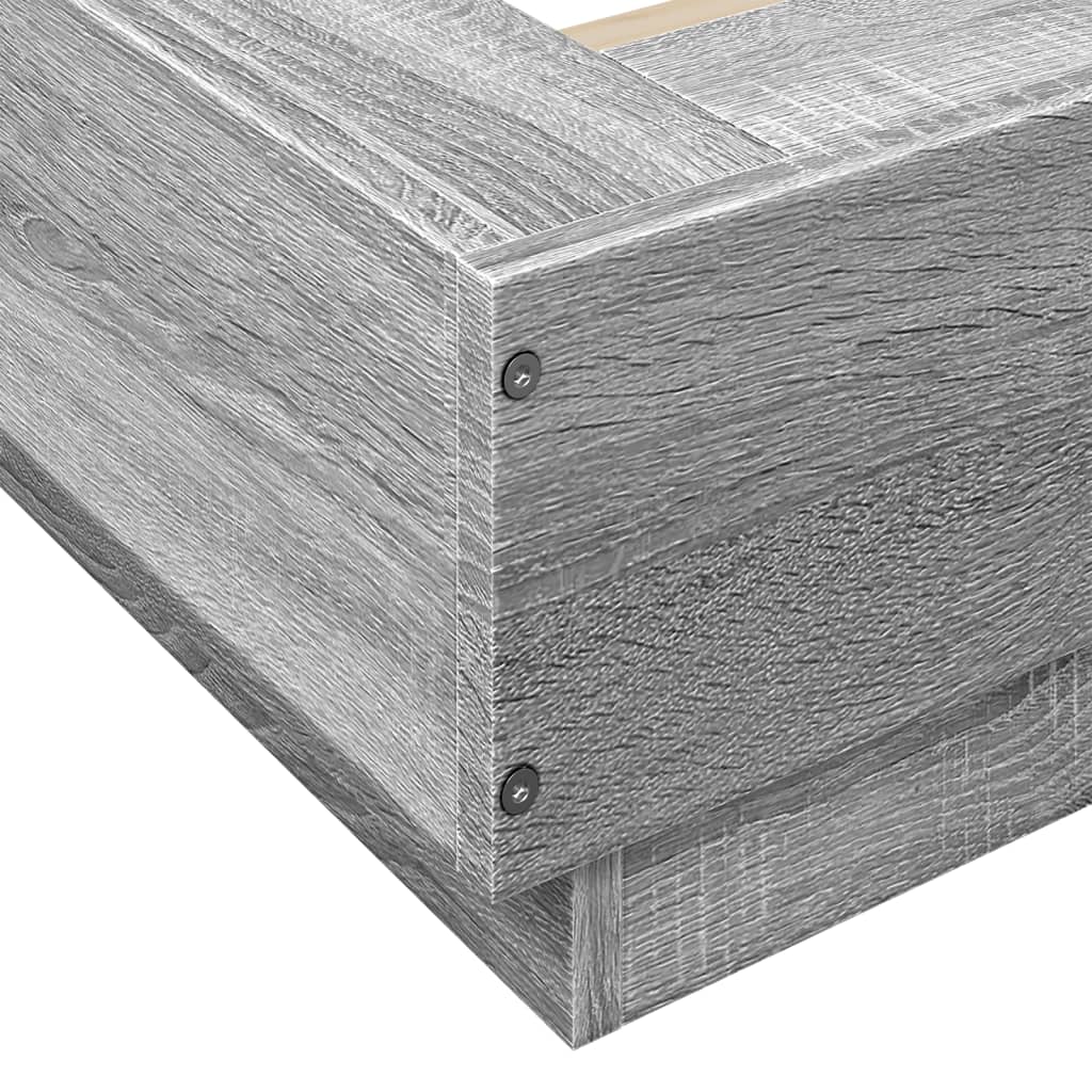 Okvir za krevet s LED svjetlima boja hrasta 90 x 200 cm drveni
