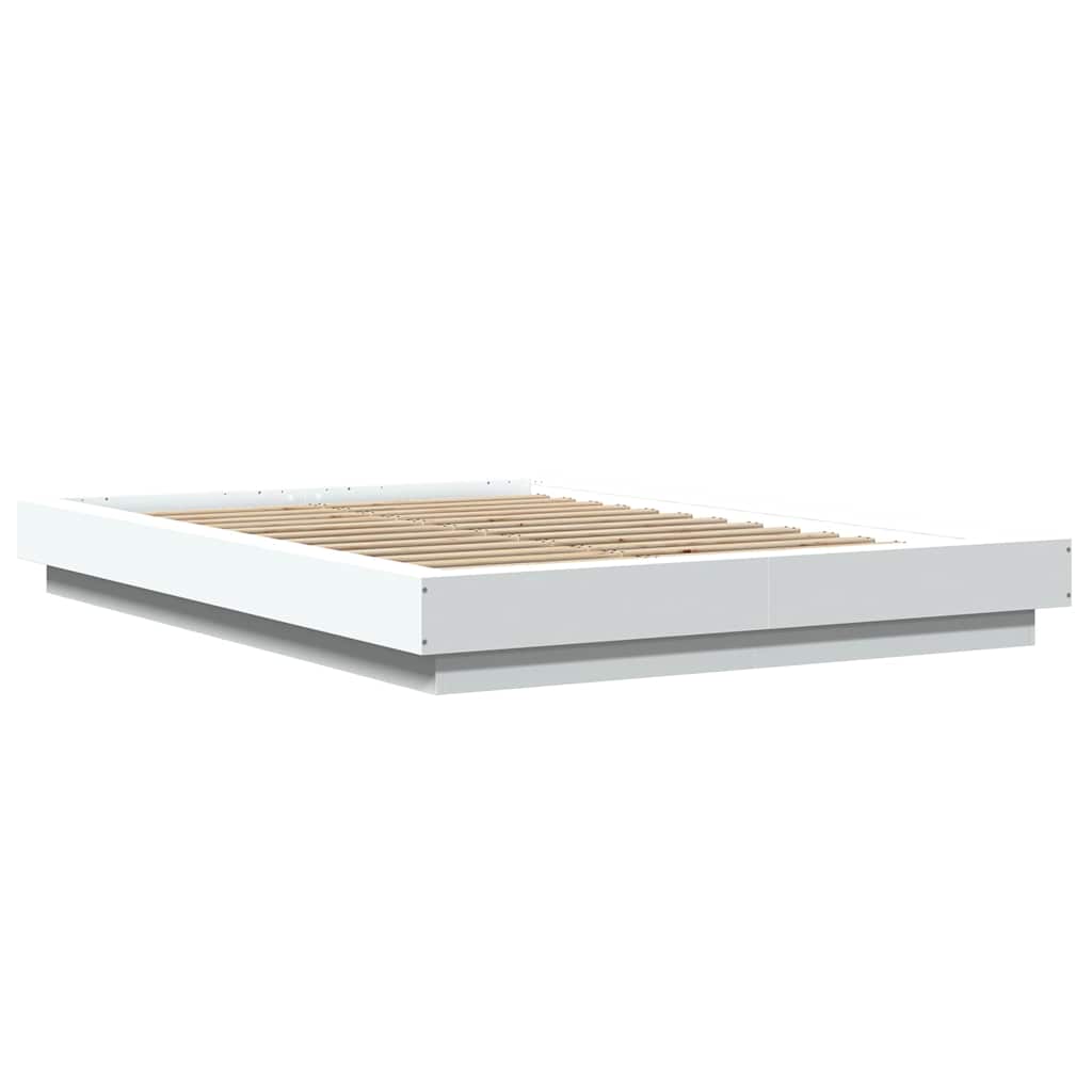 Okvir za krevet s LED svjetlima bijeli 120 x 190 cm drveni