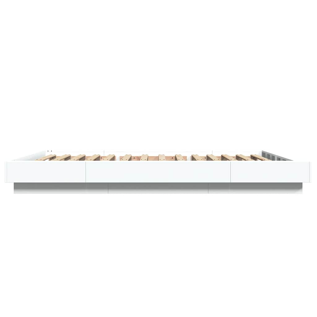 Okvir za krevet s LED svjetlima bijeli 120 x 190 cm drveni