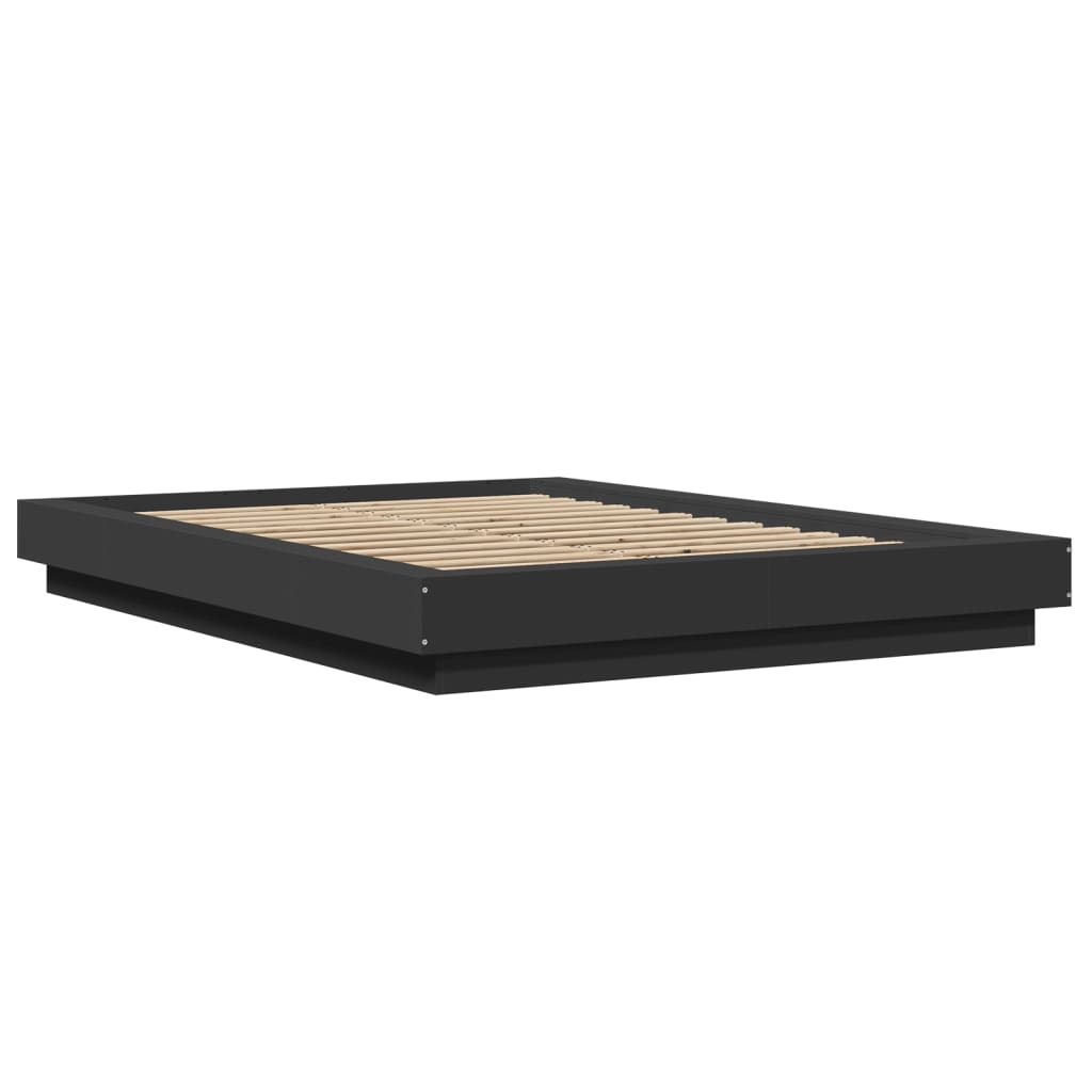 Okvir za krevet s LED svjetlima crni 120 x 190 cm drveni