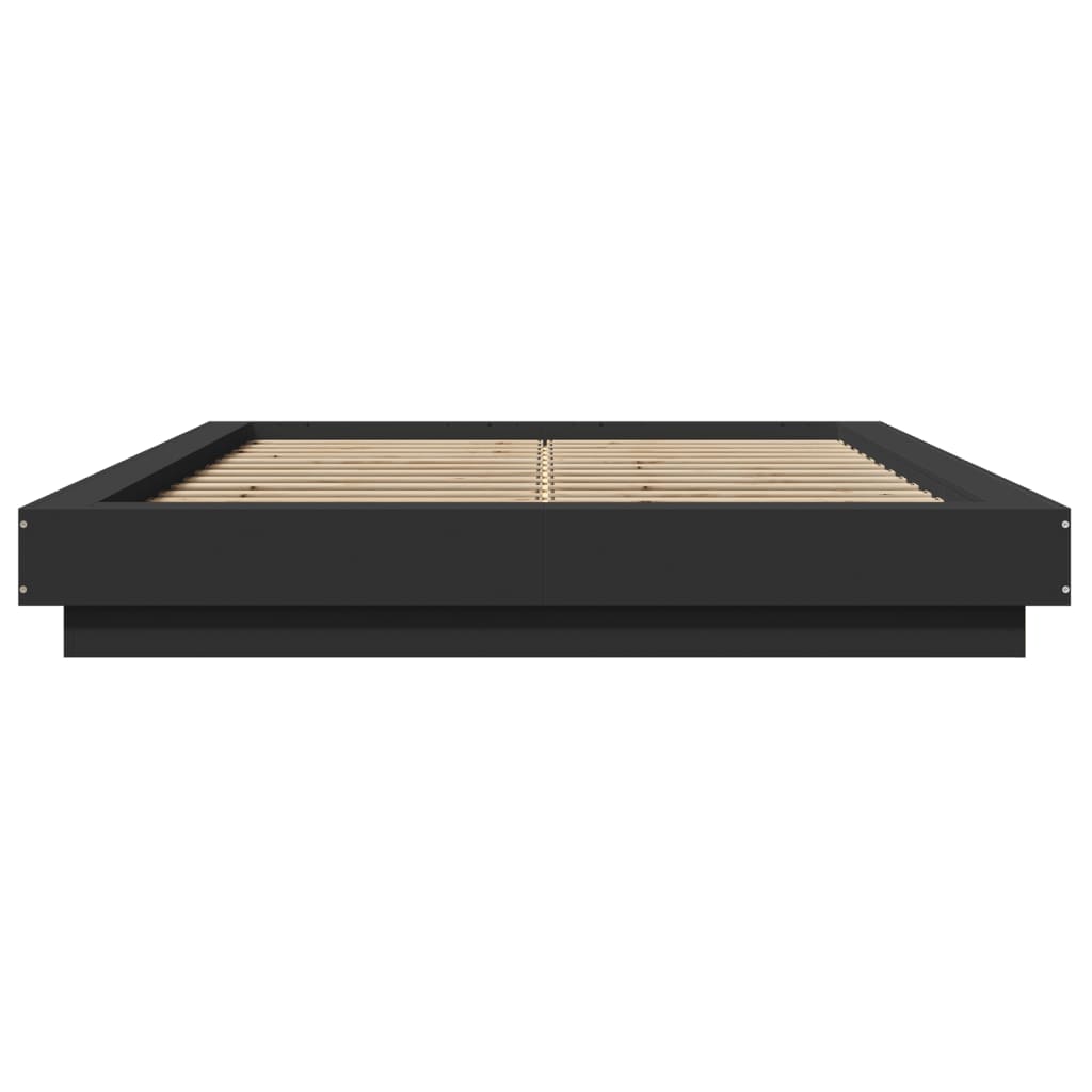 Okvir za krevet s LED svjetlima crni 120 x 190 cm drveni