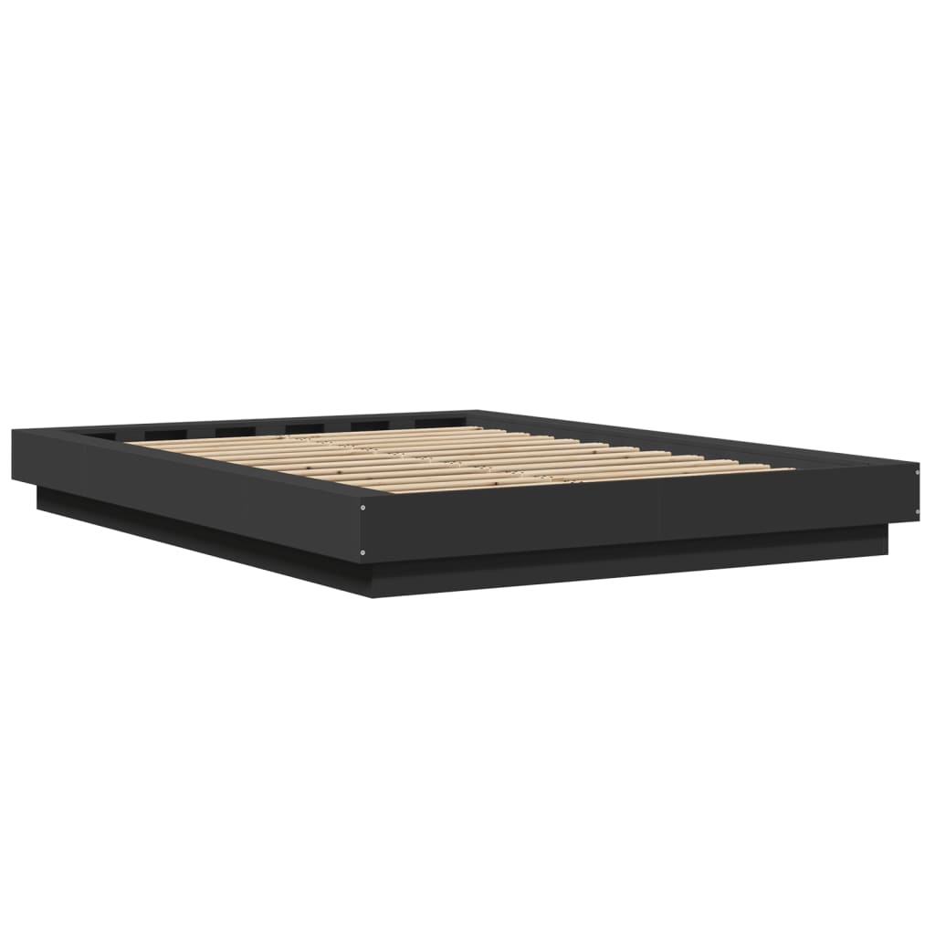 Okvir za krevet s LED svjetlima crni 120 x 190 cm drveni