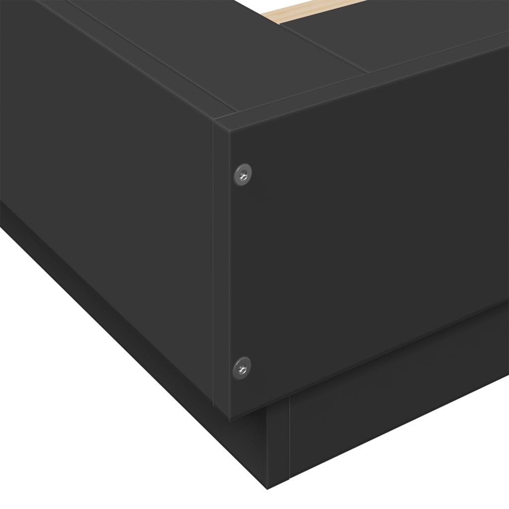 Okvir za krevet s LED svjetlima crni 120 x 190 cm drveni