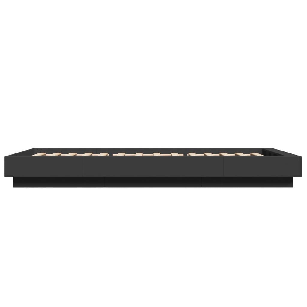 Okvir za krevet s LED svjetlima crni 90 x 190 cm drveni