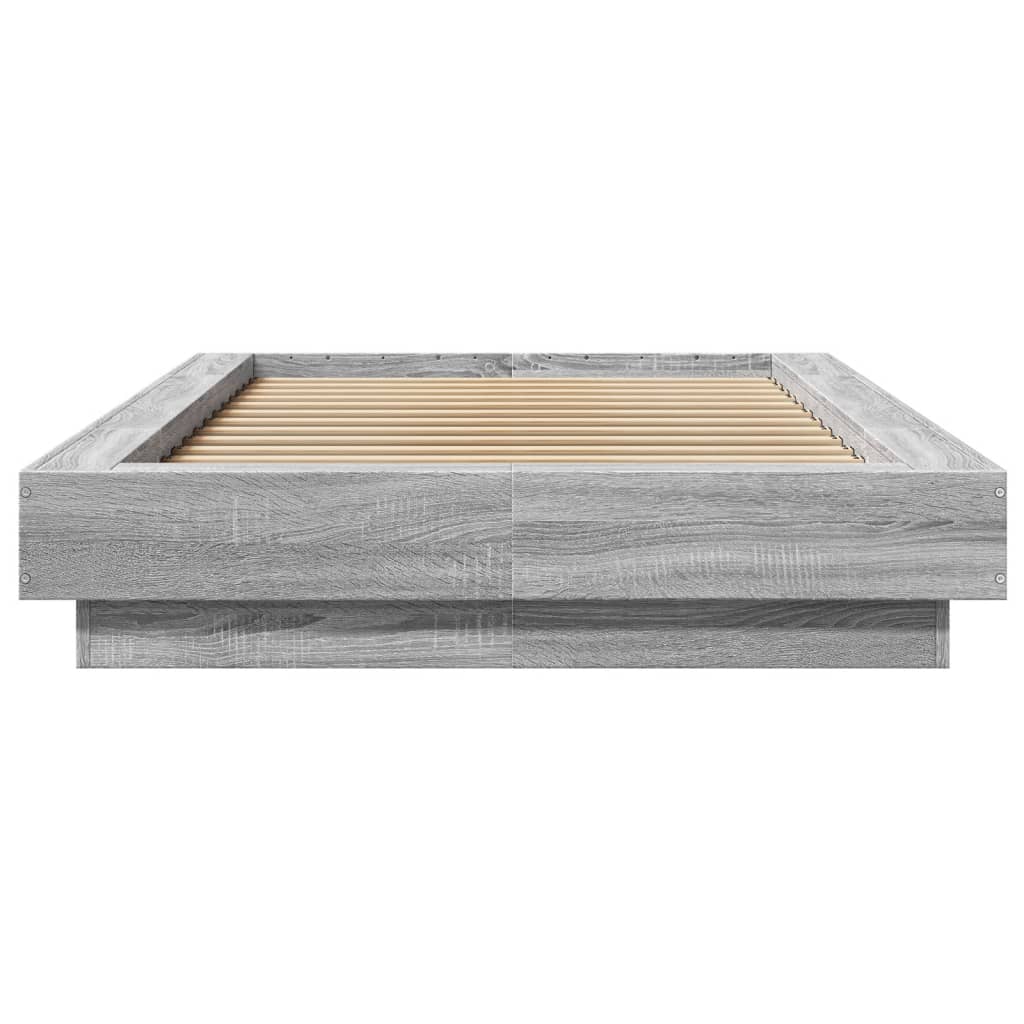 Okvir za krevet s LED svjetlima siva Sonoma 90 x 190 cm drveni