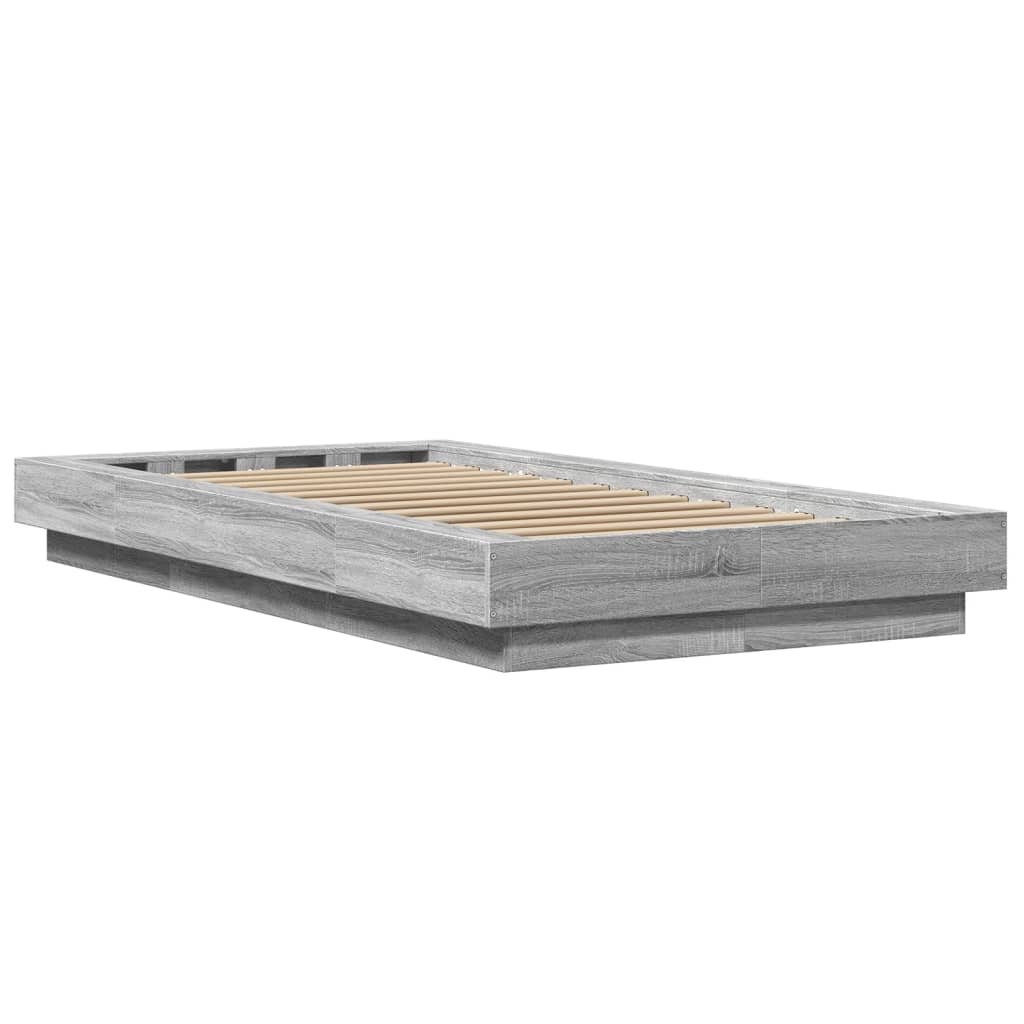 Okvir za krevet s LED svjetlima siva Sonoma 90 x 190 cm drveni