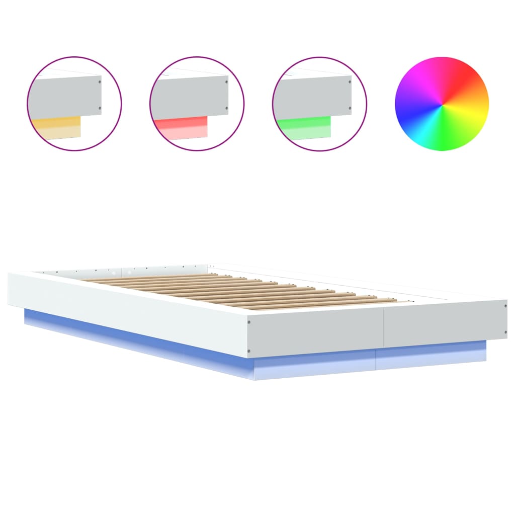 Okvir za krevet s LED svjetlima 90x190 cm konstruirano drvo